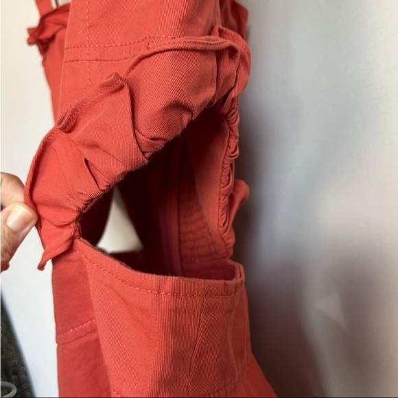 Rebecca Taylor Crisp Cut Womens Dress Sz 4 Cut out Ruffled Linen Blend Babydoll - Picture 11 of 14